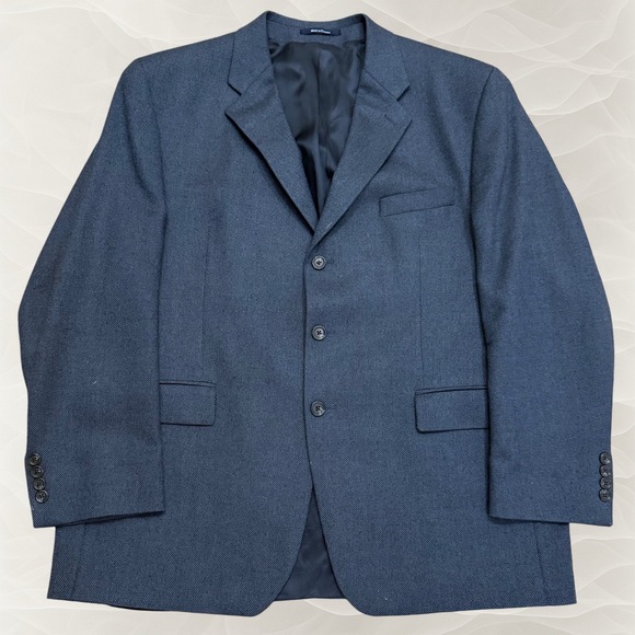 Chaps Ralph Lauren Jacket Mens 46 R Navy Blazer 3Button Notched Lapel Wool - Picture 1 of 7